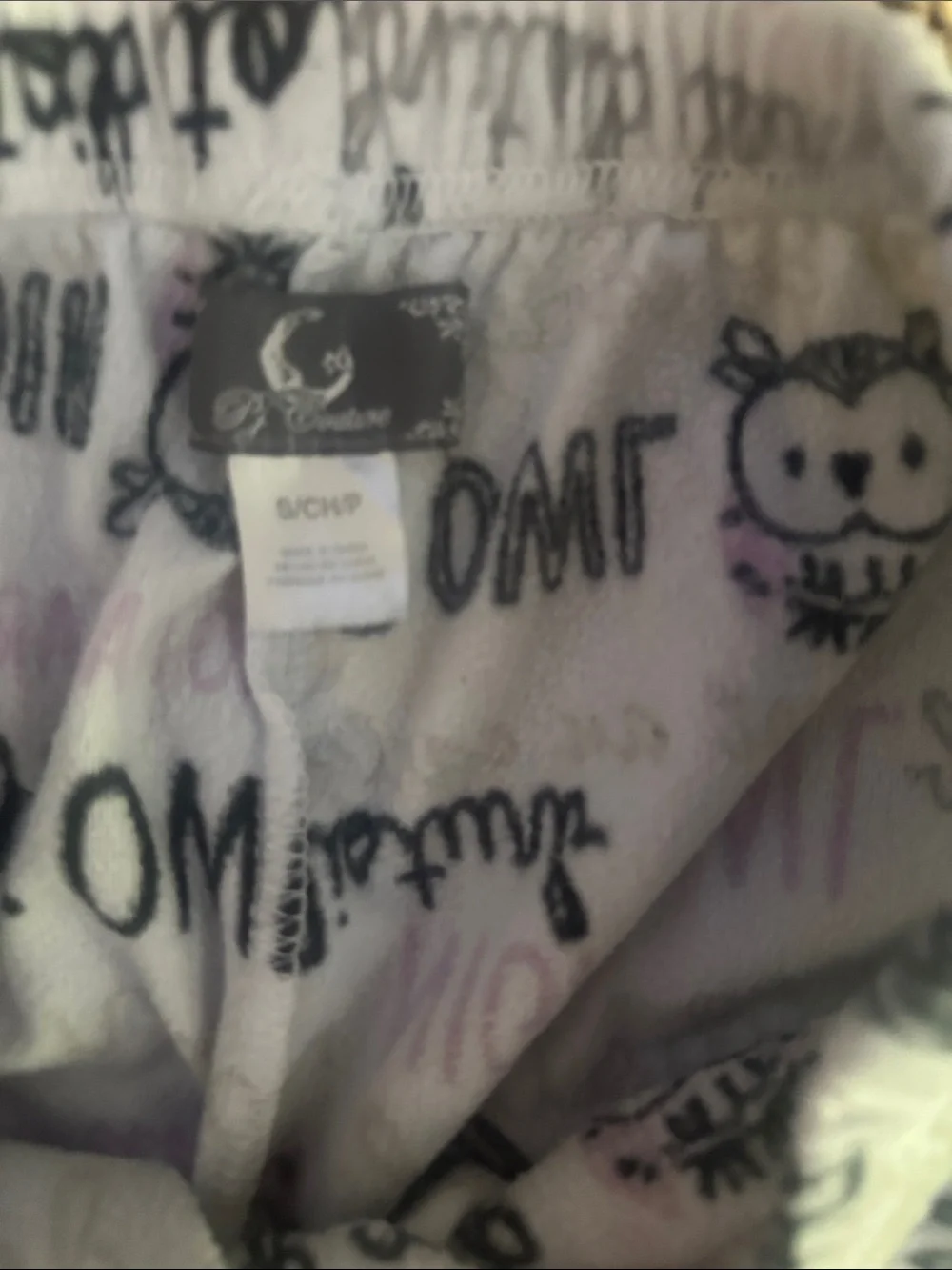 Justice White & Light Pink Owl Print Pajama Set